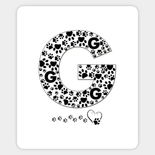 Made of paw print G letter Sticker